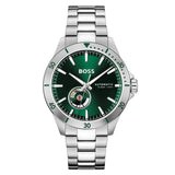 HUGO BOSS TROPER GREEN DIAL STEEL WATCH 1514200