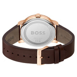 HUGO BOSS BLUE DIAL BROWN LEATHER WATCH 1514126