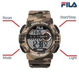 FILA DIGITAL 38-171-003 DIGITAL MULTIFUNCTION CAMOUFLAGE RUBBER STRAP UNISEX WATCH