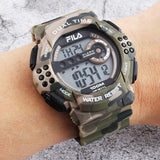 FILA DIGITAL 38-171-003 DIGITAL MULTIFUNCTION CAMOUFLAGE RUBBER STRAP UNISEX WATCH