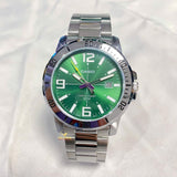 Casio General Green Dial Date Display Stainless Steel Men's Watch MTP-VD01D-3BVUDF-P