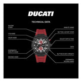 Ducati Chronograph Watch Red Silicon Strap Black Dial DTWGO0000801