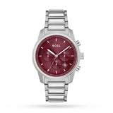 HUGO BOSS TRACE CHRONOGRAPH RED DIAL STAINLESS STEEL WATCH 1514004