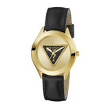 GUESS 40th Iconic Logo Ladies Black Gold Tone Analog Watch GW0744L2