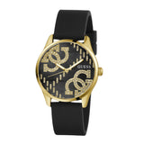 GUESS Quattro 'G' Ladies Black Gold Tone Analog Watch GW0755L3