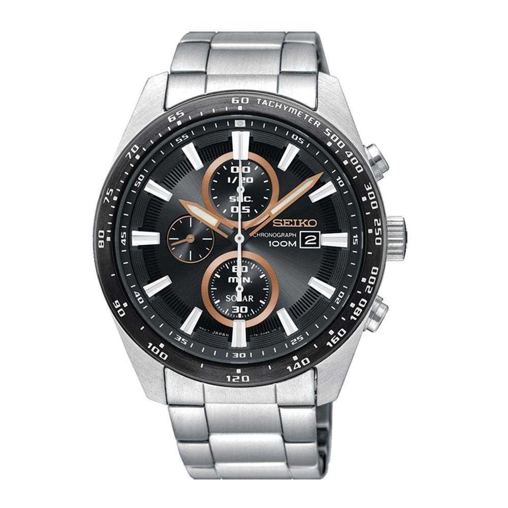 SEIKO CRITERIA SSC649P1 SOLAR CHRONOGRAPH STAINLESS STEEL MEN'S SILVER WATCH - H2 Hub Watches