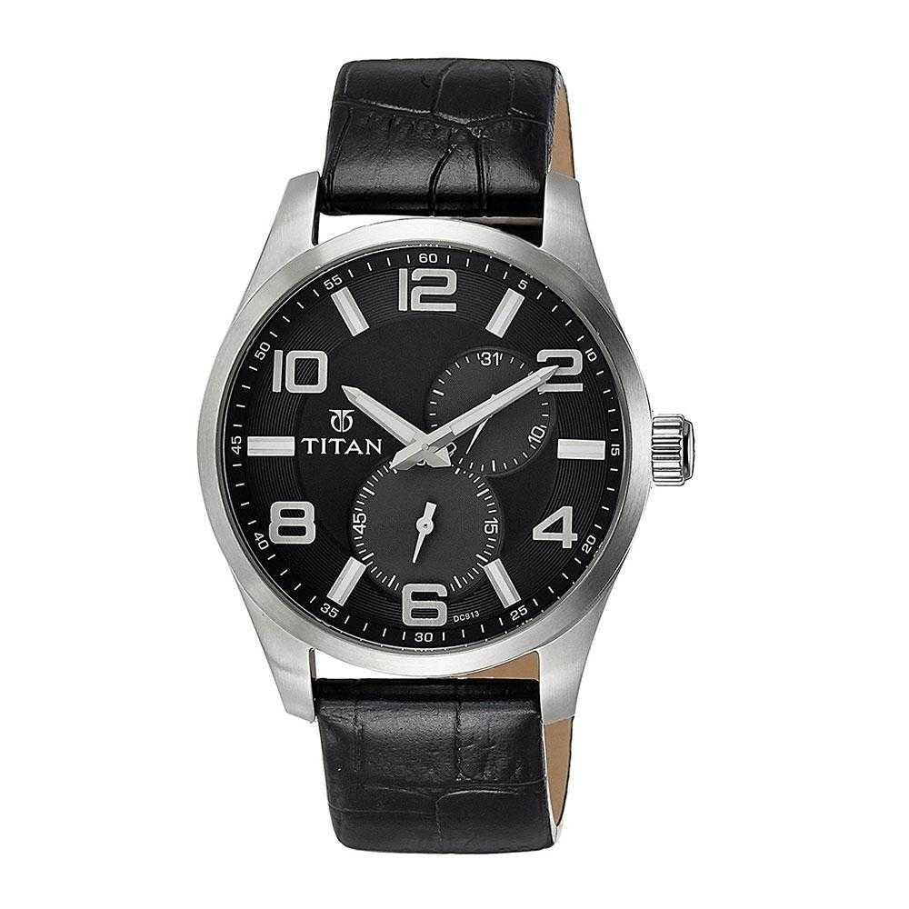 TITAN ORION ANALOG BLACK DIAL 90010SL01 MEN'S WATCH - H2 Hub Watches