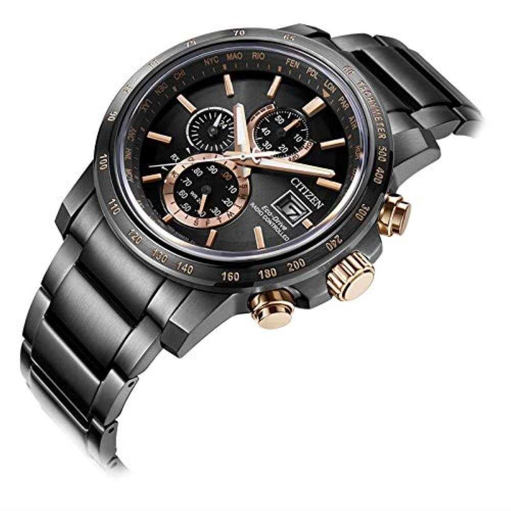 CITIZEN AT8127 85F ECO DRIVE CHRONOGRAPH BLACK STAINLESS STEEL MEN S W H2 Hub