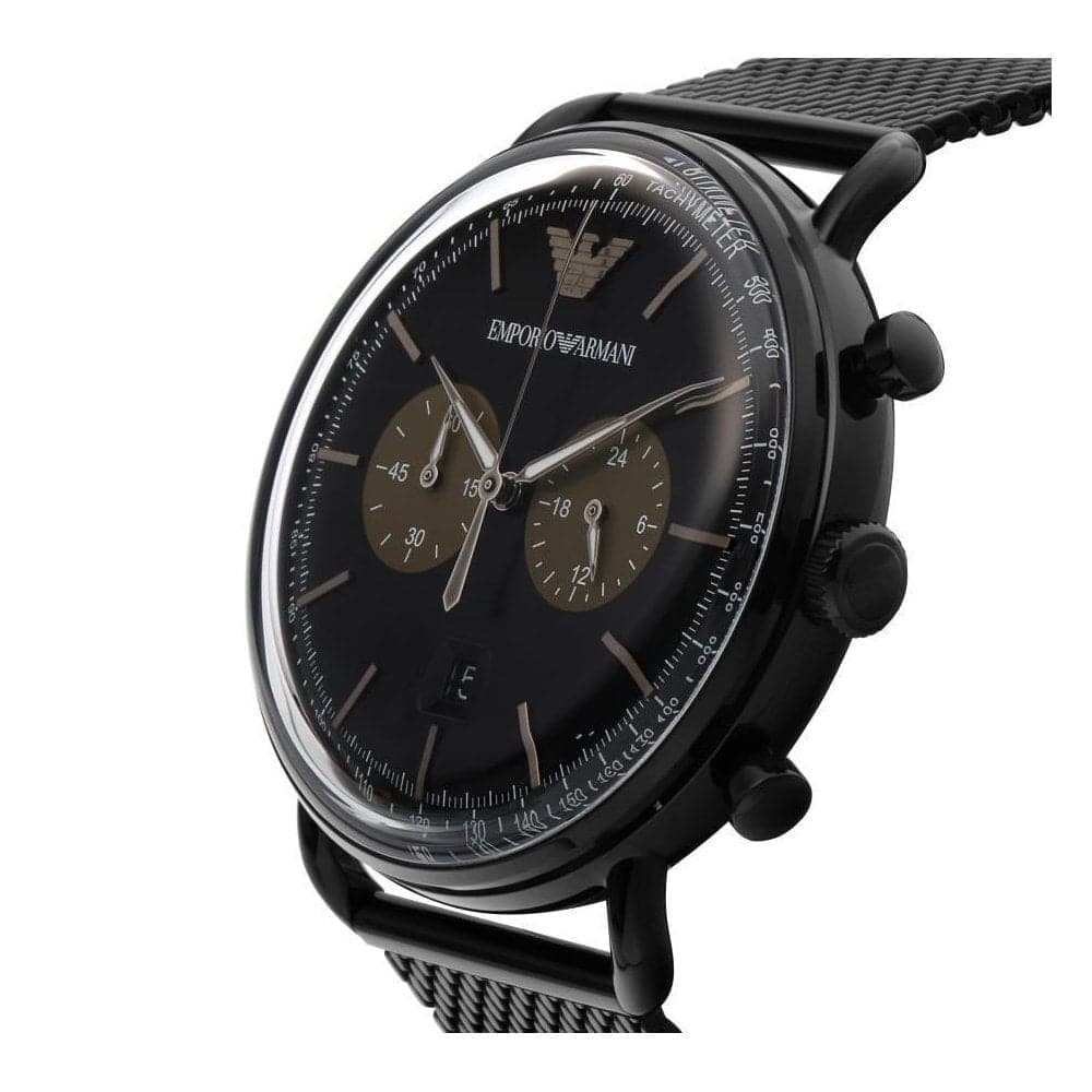 EMPORIO ARMANI AVIATOR CHRONOGRAPH BLACK STAINLESS STEEL AR11142