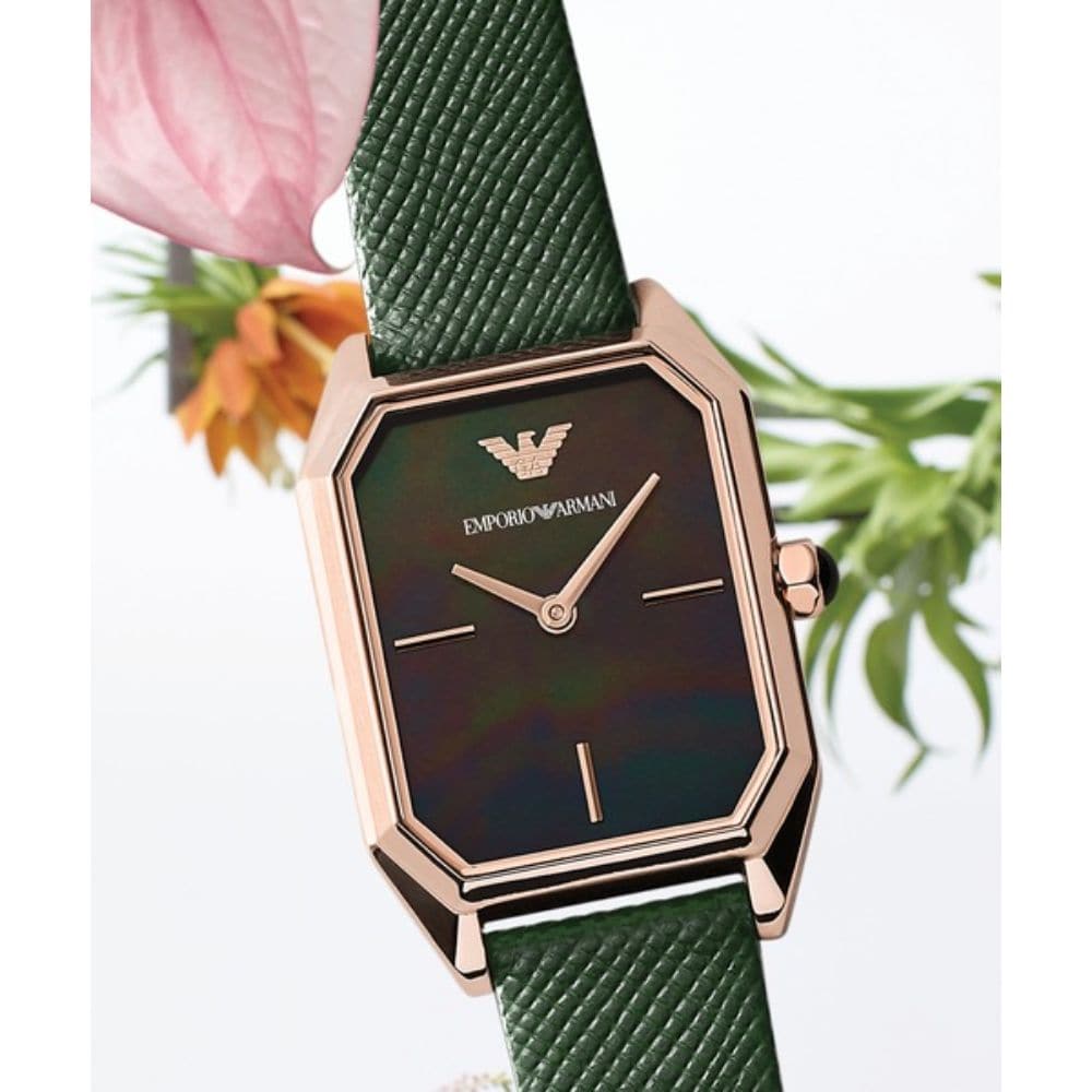 EMPORIO ARMANI AR11149 GREEN LEATHER WOMEN'S WATCH – H2 Hub