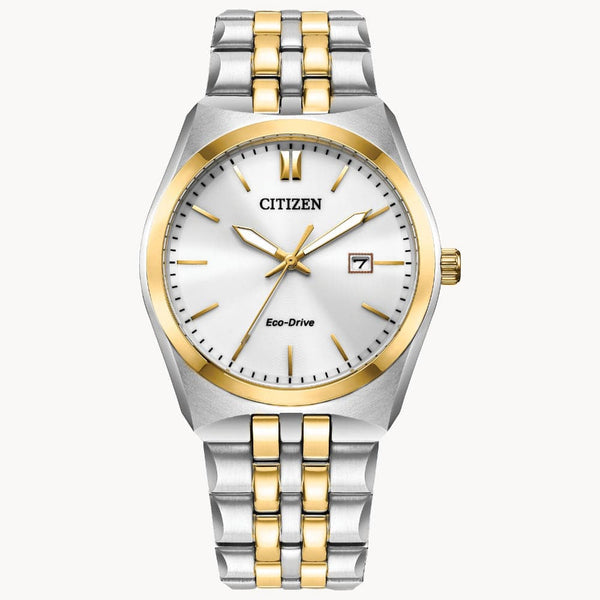 Citizen Eco-Drive Silver Dial Two-Tone Stainless Steel Men Watch BM7334-58B