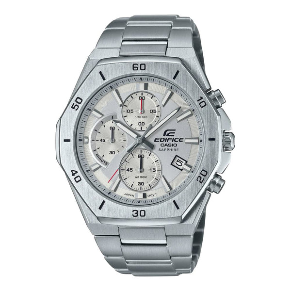 Casio Edifice Chronograph Silver Dial Silver Stainless Steel Strap Men Watch EFB-680D-7AVUDF