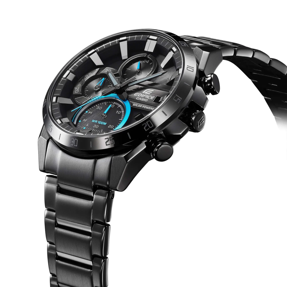 Casio edifice black stainless on sale steel