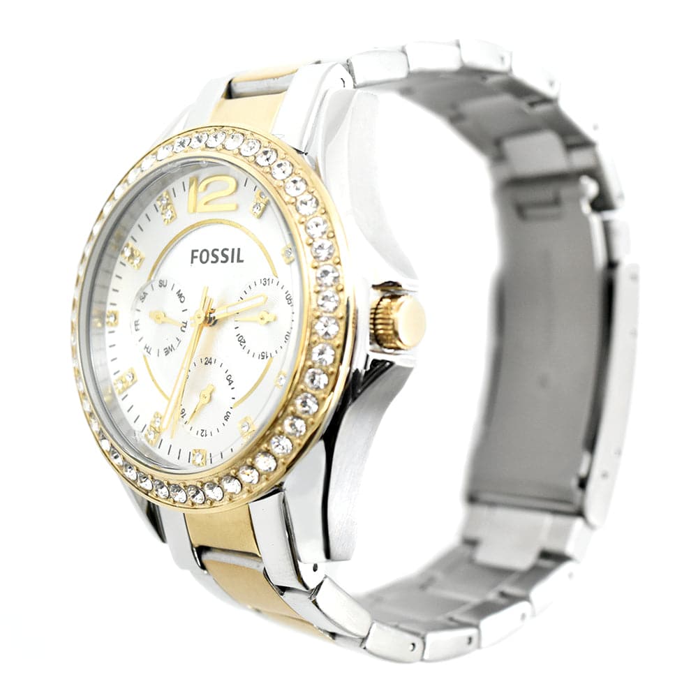FOSSIL RILEY ES3204 TWO TONE STAINLESS STEEL WOMEN S WATCH