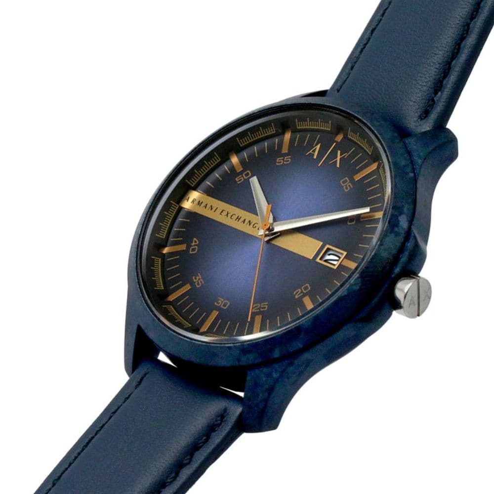 ARMANI EXCHANGE THREE-HAND DATE BLUE LEATHER AX2442 MEN'S WATCH