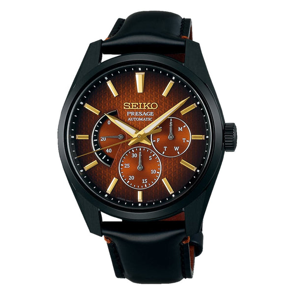 Seiko Presage Chronograph Black Leather Strap Men Watch SPB329J1