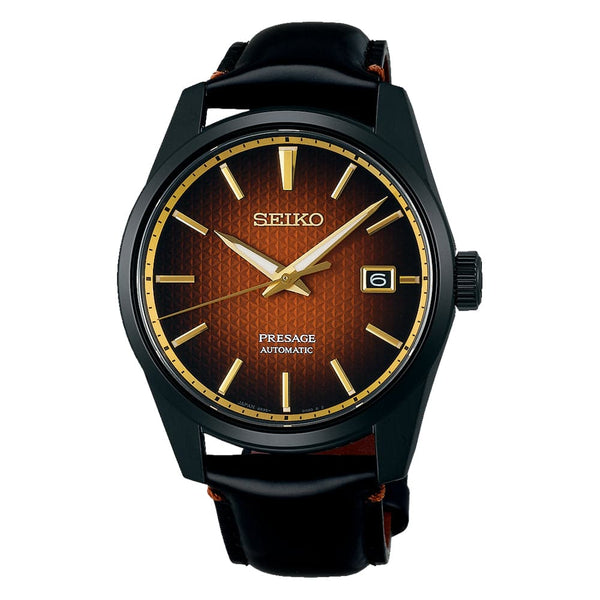 Seiko Presage Red Dial Black Leather Strap Men Watch SPB331J1