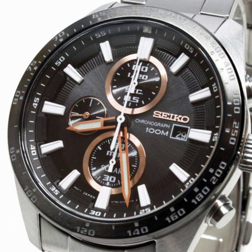 SEIKO CRITERIA SSC649P1 SOLAR CHRONOGRAPH STAINLESS STEEL MEN'S SILVER WATCH - H2 Hub Watches