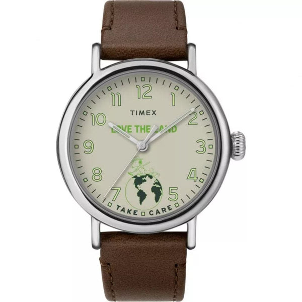 TIMEX SNOOPY TW2V32800 BROWN LEATHER MEN WATCH