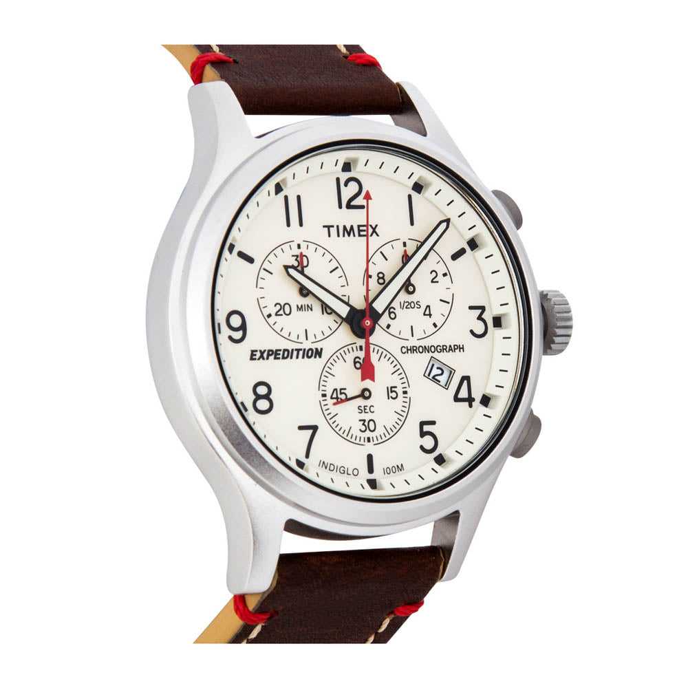 Expedition scout chronograph deals 42mm leather strap watch